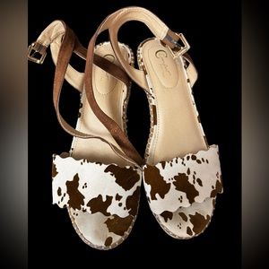 C Comfort Cow Print Wedges